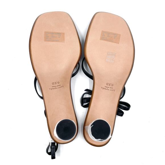 Kate Spade Charmer Sandals Black Leather Heels Square Toe Strappy Sz 9.5 - Picture 8 of 11
